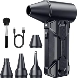 Compressed Air Duster, 110000 RPM High-Speed Electric Air Duster with Brushless Motor, 3-Speed Settings, Rechargeable Cordless Dust Blower with Fast Charging for PC, Keyboard, Car, Home (Black)