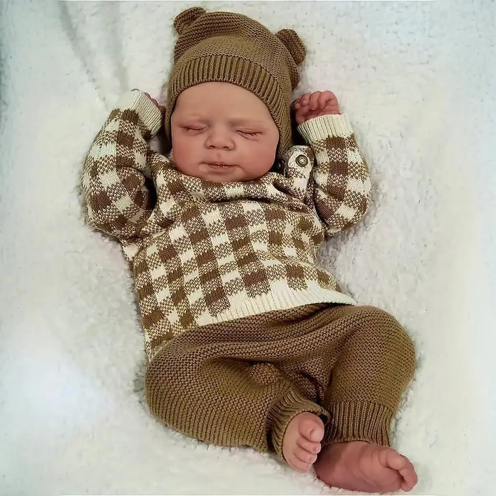 18" Full Vinyl Reborn Baby Girl Doll, 1kg Soft Weighted Sleeping Doll with Accessories, Washable Body, Hand-Painted Details, Birthday Gift Set, Sleeping Dolls, Soft Weighted Dolls