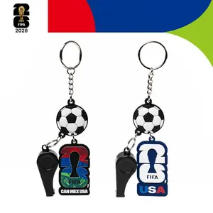 FIFA World Cup 26 Whistle Keychain, Official Licensed Soccer Keyring with Working Whistle & Soccer Ball Charm, Match Day Fan Accessory, USA Soccer Gift for Men Women Kids