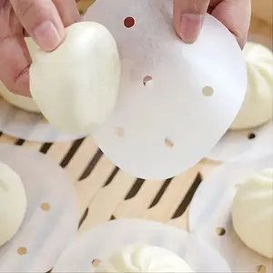50pcs/pack Food Grade Steamer Mat Paper, Round Cage Paper, Silicone Oil Paper, Steamed Bun Paper, Baking Paper, Disposable Steamer Paper, for Home Kitchen Restaurant Hotel, Kitchen Supplies