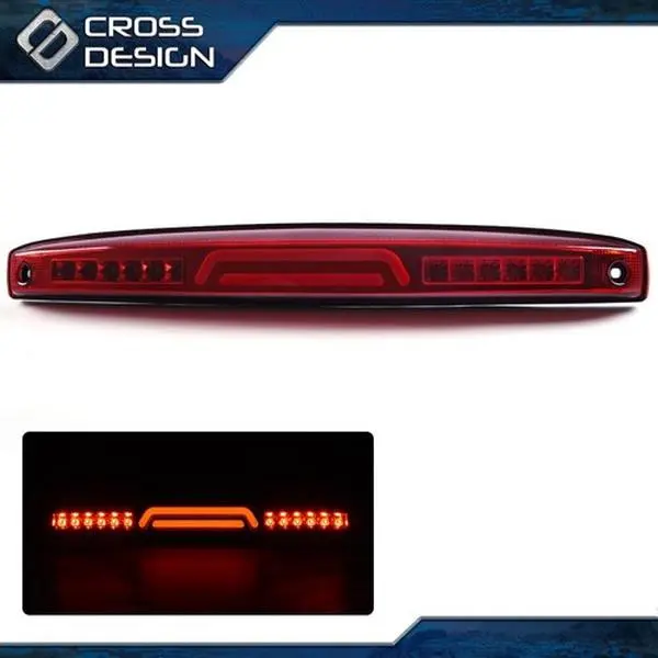 CROSSDESIGN 3D LED Rear Center Tailgate Third Brake Light with Red Lens, Built-in Cargo Light, Cross Design Car Lighting Upgrade, Truck Mods, Fits 2003-06 Dodge Ram & OEM Tailgate Lamp-Equipped Models