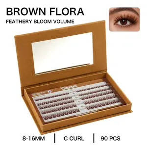 COFIER Glue-Free DIY Brown Lash Kit Jelly 80/100 Pcs Coated Base Self-Adhesive Individual Lashes with Tweezers FDA Qualified Reusable for Beginners Friendly Makeup