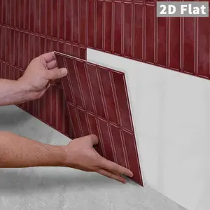 10PCS GST Wine Red Vertical PE Foam Tile Stickers, Waterproof Shockproof Self-Adhesive for Bedroom Kitchen Bathroom School Office, Any Smooth Surface Home Decor