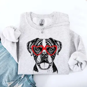 Boxer, Pet, Dog Breed, Valentine's Sweatshirt, Crew Neck, Women's, Crewneck, Valentine's Day, Love, Heart, Cupid
