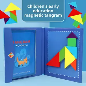 Magnetic Tangram  for Children, Elementary School Students, First Grade, Colorful Wooden  Toy, Early Education and Learning Toy for Kindergarten giant puzzle