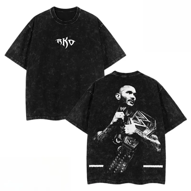 Mens Retro Vintage Limited Edition Culture Kings X WWE Randy Orton - WWE4U Wash Cotton Streetwear T-Shirt, Oversized Soft Short-Sleeve Distressed Top, Tshirt, Shortsleeve, Casual, Whimsical, Wwe Print, Festive