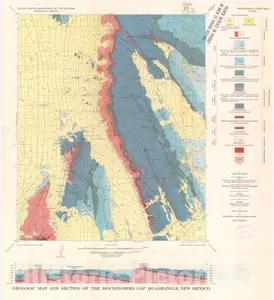 Mockingbird Gap Quadrangle, New Mexico - Bedrock Geologic Map, 1968