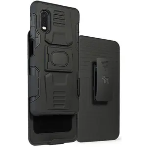 Case and Clip for Galaxy XCover Pro, Nakedcellphone Rugged Ring Grip Cover with Stand [Built-In Mounting Plate] and [Belt Hip Holster] for Samsung Galaxy XCover Pro Phone (SM-G715)