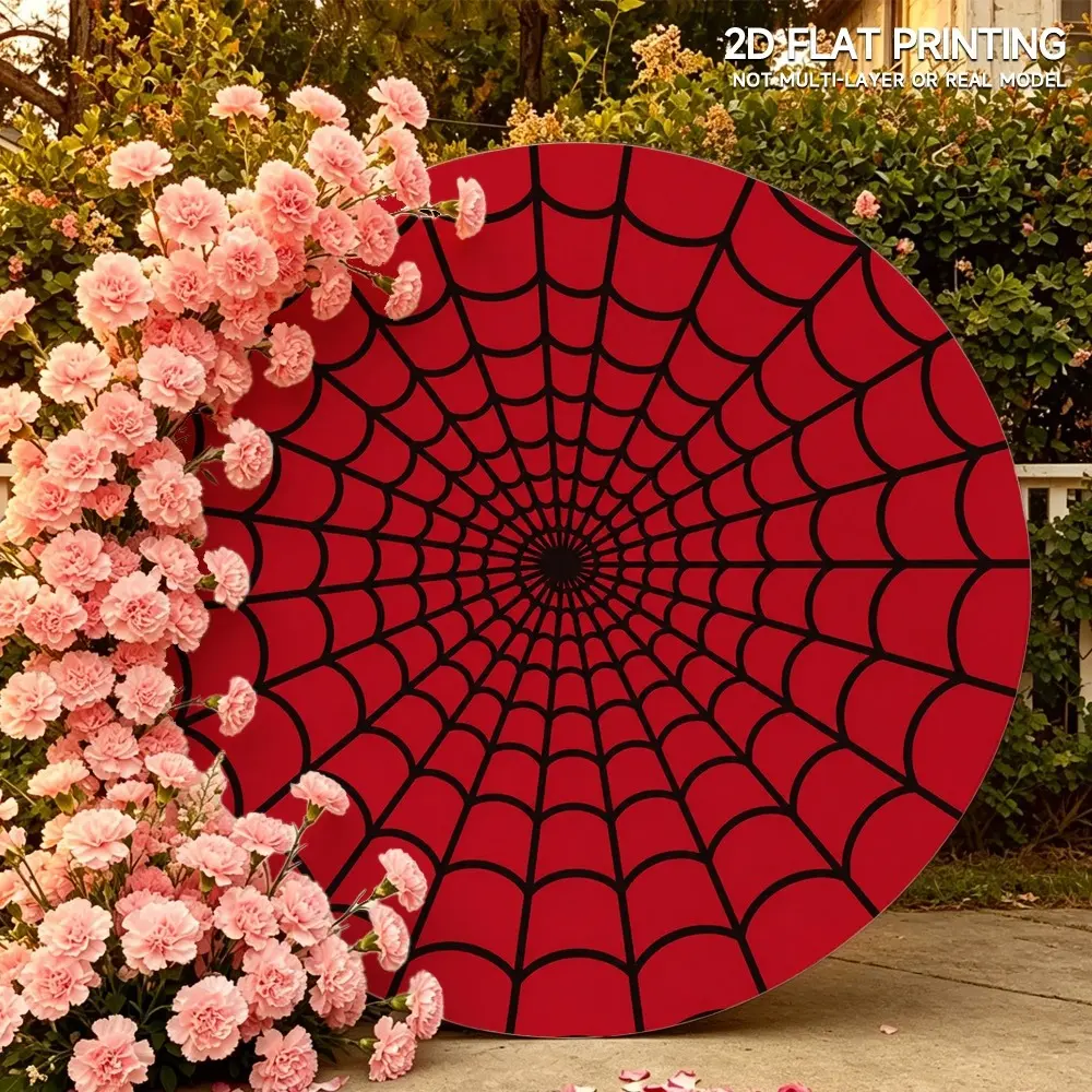 2D Flat, 1pc 1pcs Gothic Web Spiral Print Round Backdrop Cloth - Elastic Suitable for Weddings, Graduation, Birthday Parties, Christmas, Summer Events | Spandex/ Photo Banner for Rustic Decorations, Multi-Size for Entrance, Room & Holiday