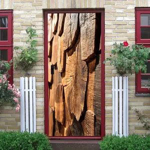Natural Wood Texture Stereo Wall Stickers Living Room Bedroom Background Wall Decor Self Adhesive Waterproof Removable Simulated Tree Stump Annual Ring Art Decals Modern Simple Home Renovation Decoration
