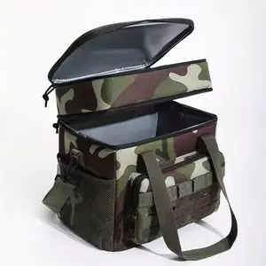 New Outdoor Camouflage Dual-Layer Picnic Bag, Tactical Lunch Cooler Bag, Large Capacity Thickened Lunch Bag, Non-Food Contact Insulated Cooler Bag