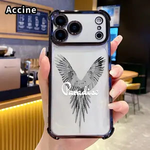 Wings of Paradise Pattern Phone Case for iPhone 17 16 Pro Max 15 Plus 14 13 12 11 E Air Electroplated Cover with Airbag Shockproof Soft Silicone Casing