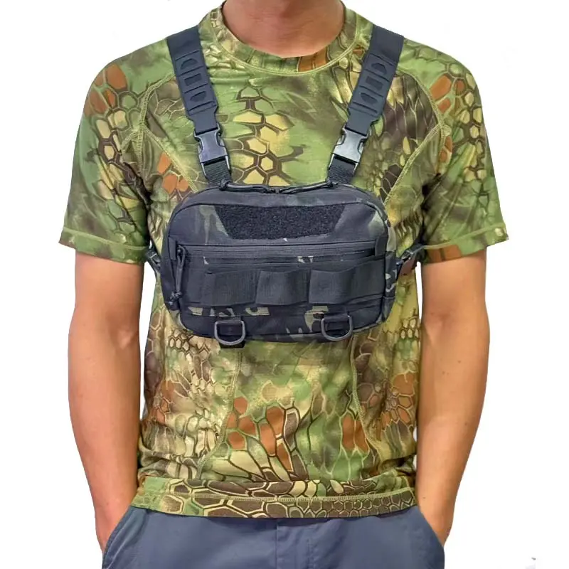 New Men's Chest Bag, Camouflage Waist Pack, Multi-Functional Outdoor Cycling Sports Vest Pouch, Sporty Nylon Material, All Seasons Use