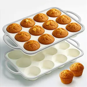 1Pack Silicone Muffin Pan for Baking with Metal Reinforced Frame, 12 Cup Regular Size Cupcake Pan, Silicone Muffin Tray, Cupcake Baking Pan Bite Molds for Oven Dishwasher Safe