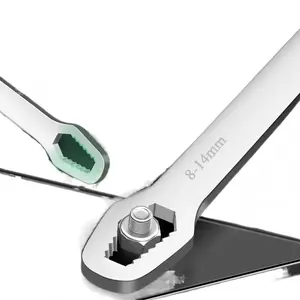 Double-Head Torx Spanner Self-Tightening Adjustable Wrench 8-22mm 5/16"-7/8" Ergonomic Grip Heavy-Duty Construction Multifunctional Tool for Home Repairs DIY Projects