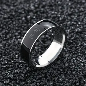Technology Ring Black Technology Stainless Steel Jewelry NFC Inlaid Synthetic Synthetic Synthetic Zircon ​ ​   Ring, Suitable for Daily Wear Or Gift Giving