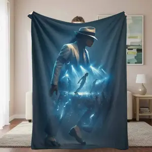 Music Icon Flannel Blanket, MJ Star Print, Super Soft, Warm & Cozy, Lightweight, Perfect for Concerts, Music Room Decor, Holiday Gifts & Dance Studio, Snuggle on Sofa, Travel, Christmas & Halloween Gift---Warm Haven Textiles