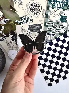 Black Butterfly MagSafe Phone Grip, Bookish Aesthetic Kindle Holder, Gothic Butterfly Magnetic Stand, Dark Academia Phone Accessory Gift