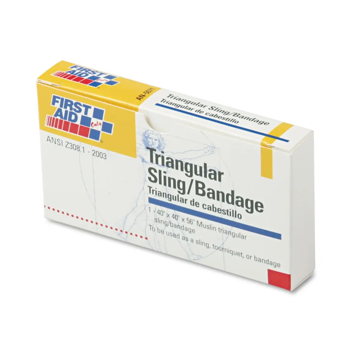 Acme United FAOAN5071 First-Aid Refill Pack Sling & Tourniquet Triangular Bandages, 40x40x56", Pack of 10