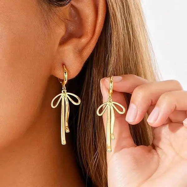 September Laurel  Bow Earrings for Women Pearl Rhinestone Bowknot Drop Earrings Lightweight Hypoallergenic Christmas Jewellery Gift