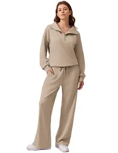 PINSPARK 2 Piece Sets for Women 2025 Fall Outfits Sweatsuit Oversized Sweatshirt Wide Leg Sweatpants Matching Set Tracksuit style inspiration trendy fall outfits seasonal wardrobe update