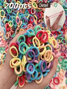 200 small high-elastic hair ties per set, available in various colors. Each hair tie has a diameter of 0.79 inches, gentle on your hair.