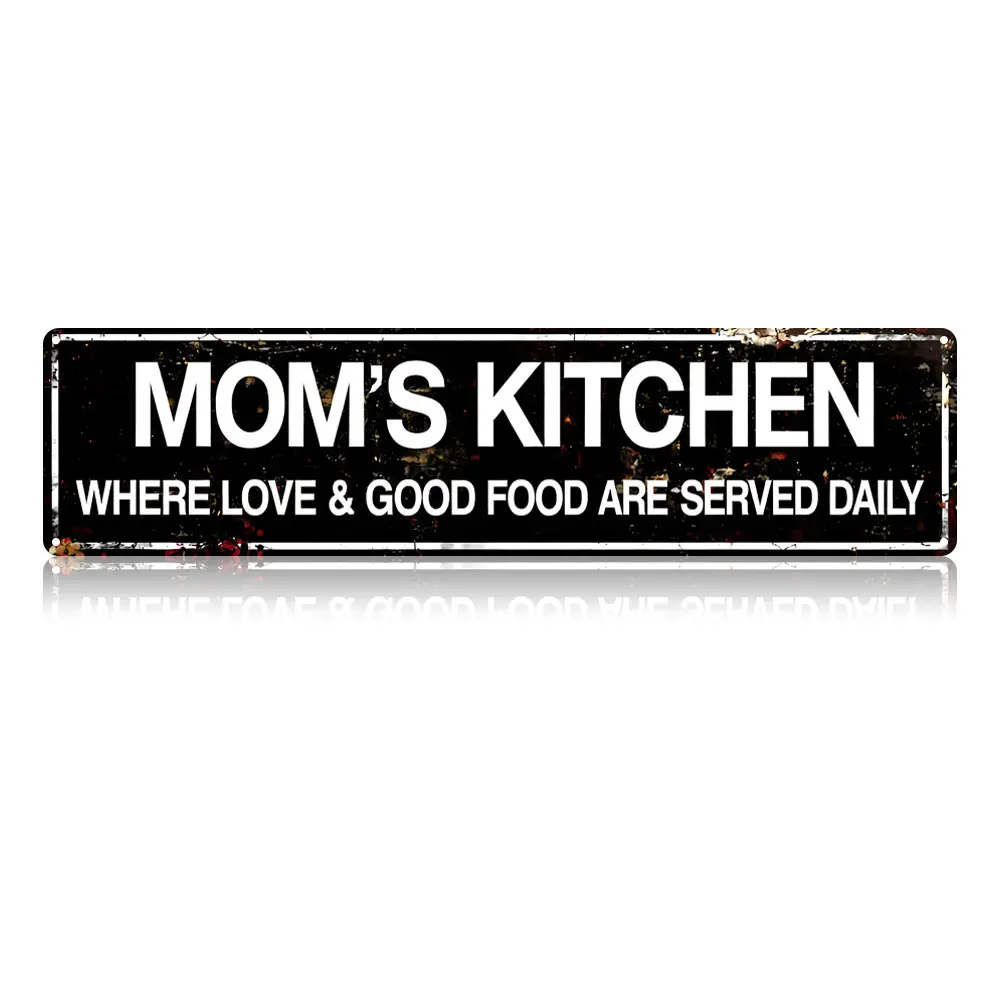 This "Mom's Kitchen" decorative sign is truly charming;The black, vintage, distressed design has a wonderful texture and looks fantastic in the kitchen, dining room, or coffee nook. It's the perfect gift for mothers, wives, or anyone who loves to cook.