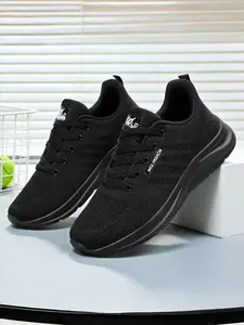 Men's breathable and simple men's shoes, pure black sports and casual shoes