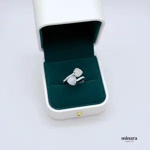 MINARA 950 Silver CALCEDONIA + LUNA Anillo Cruzado