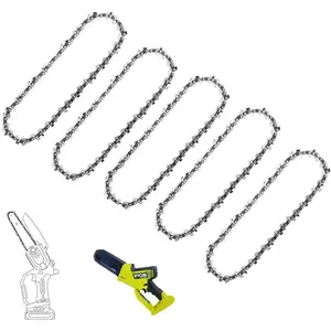 6" Pruning Mini Chainsaw Chain Compatible with Ryobi P25013,P25013BTL P25013VNM, 18V Pruning Chainsaw,RY6C1 Saw Chain Mini,Greenworks CS24L210 Wood Branch Cutting 37 Drive Links 5 Pack
