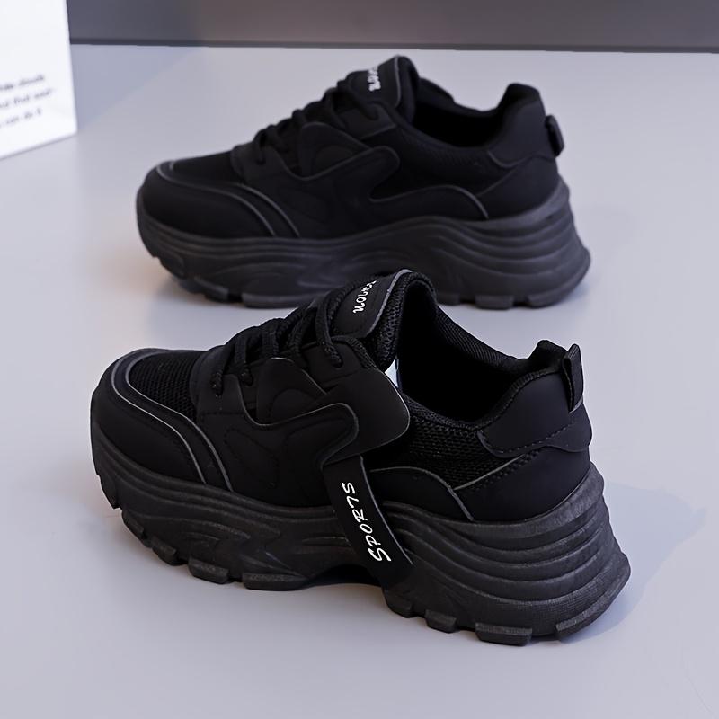 Women's Breathable Running Sneakers - Lace-Up Chunky Platform Sneakers, Neon Green Casual Walking Shoes with Thick TPU Sole, All-Season Comfort Design, Casual Sneakers |   Trendy Footwear |   Synthetic Synthetic Leather Upper Girl Trainer Training Runner