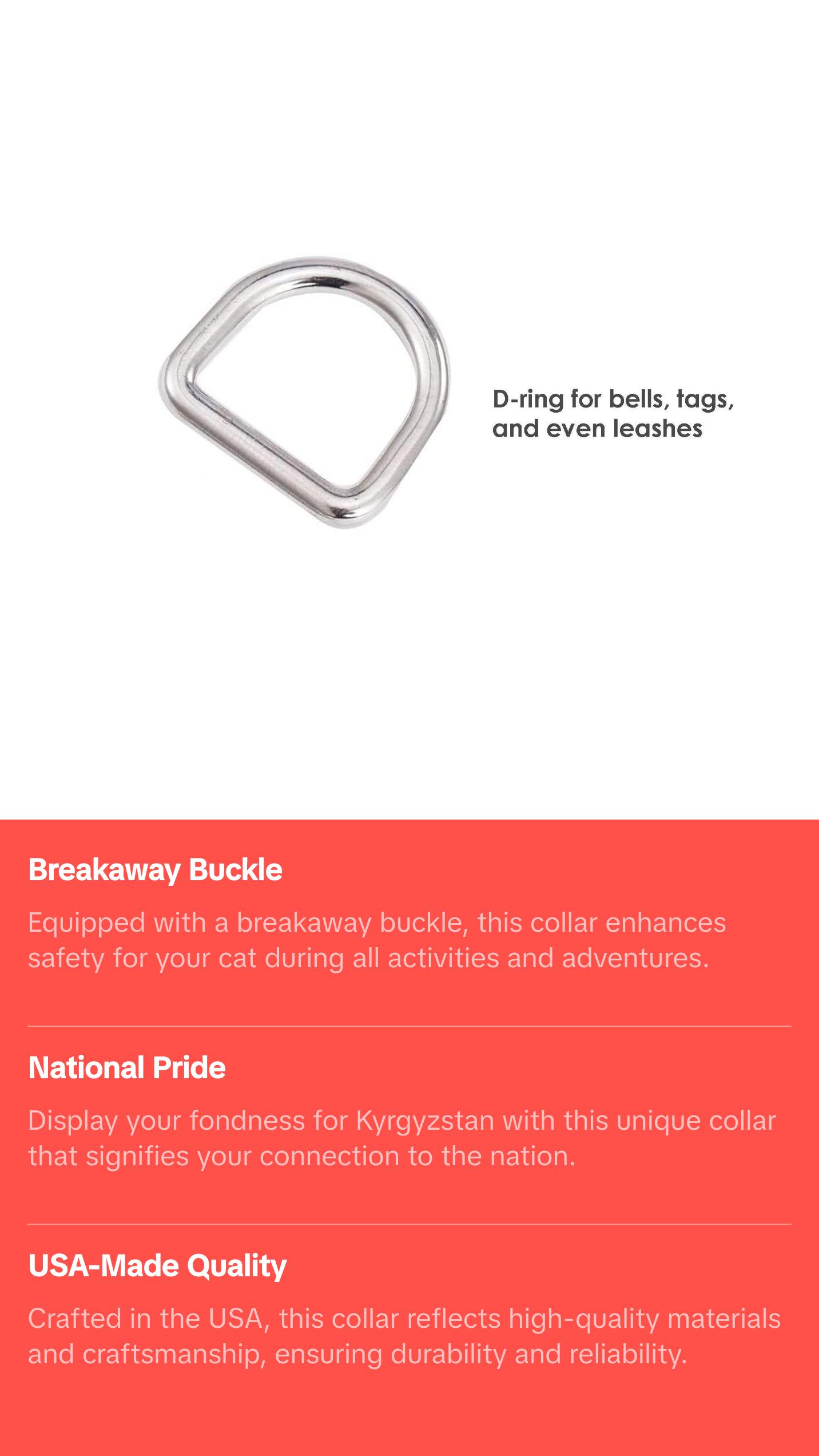 Cat Collar with Kyrgyzstan Flag | Great For National Holidays, Festivals, Parades, Sporting Events, Pride Events