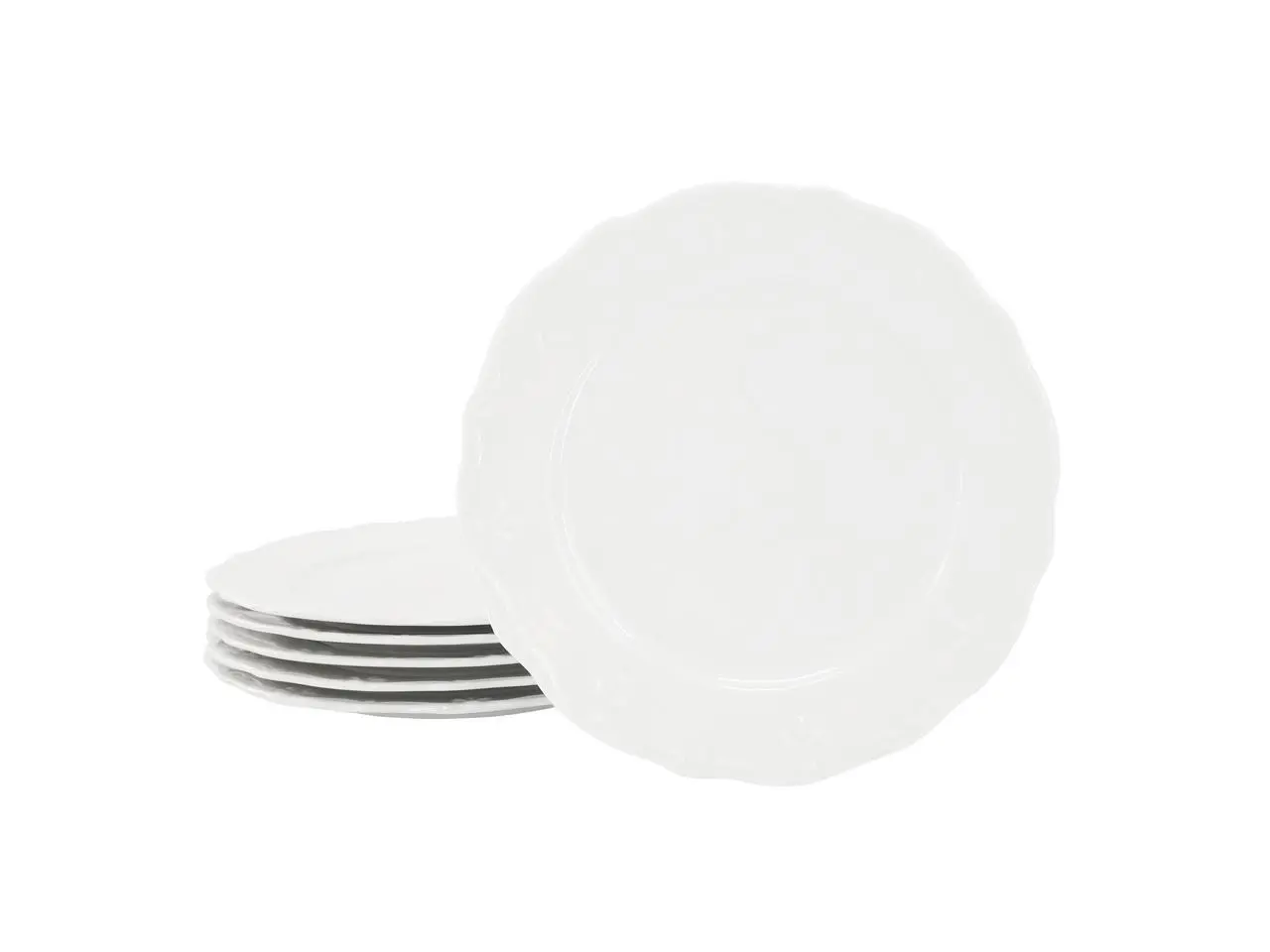 Elama Henryi 6 Piece 8.75 Inch Porcelain Salad Plate Set in White