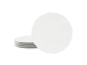 Elama Henryi 6 Piece 8.75 Inch Porcelain Salad Plate Set in White Elama Henryi 6 Piece 8.75 Inch Porcelain Salad Plate Set in White