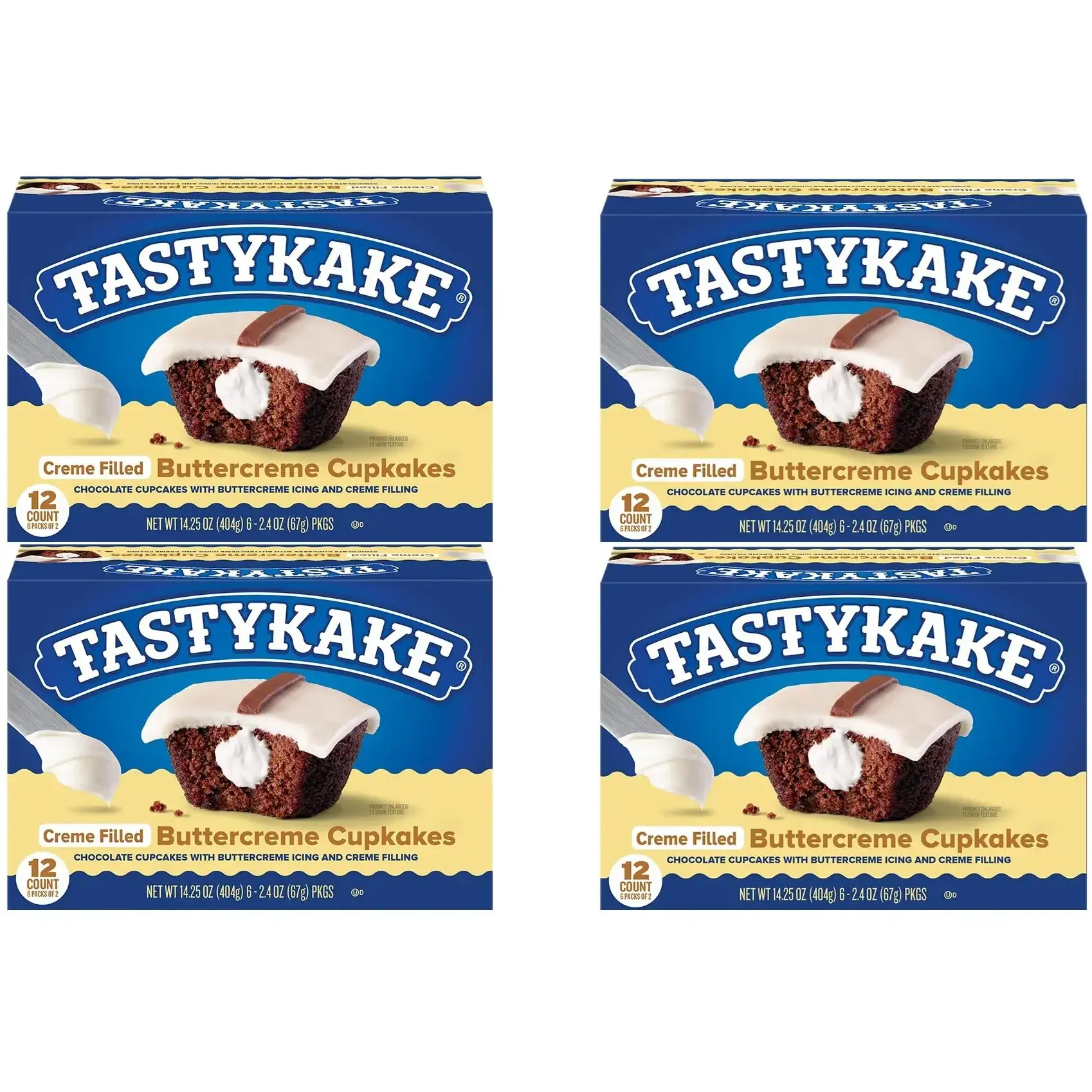 Tastykake Cream Filled Buttercreme Cupcakes, 4 Boxes, 17.5 oz each