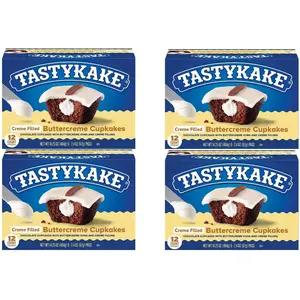 Tastykake Cream Filled Buttercreme Cupcakes, 4 Boxes, 17.5 oz each