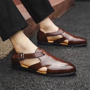 Men's Breathable Slip-On Loafers - Summer-Ready Perforated Leather Shoes for Groom Weddings, Business Casual & Urban Style (Retro Flat Sole No-Lace Design) Footwear Slipon Bathroom Bridal Bedroom Black