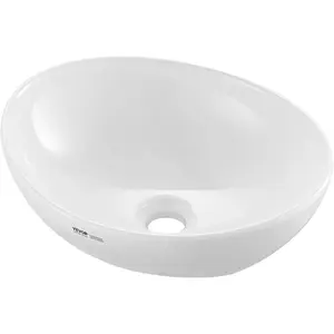 VEVOR Rectangle Vessel Sink, 24x 13.8 Bathroom Vessel Sink Countertop, White Ceramic Bathroom Sinks Above Counter, Modern Style, Bright and Elegant, Well-Packaged for Bathroom, Hotel, Toilet, RVVEVOR Super Brand Day
