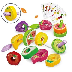 Fruit & Vegetable Design String Game Toy, 1 Box Early Education Play Toy for Kids, Shape & Color Recognition Educational Shape Sorter Toy Set, Sensory Activity Board, Shape Sorting Game