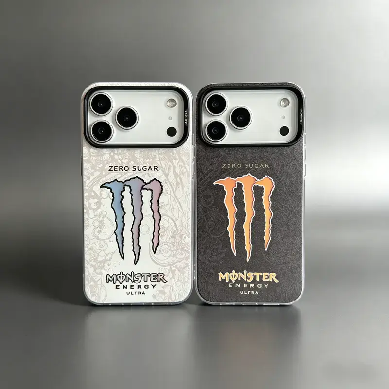 Monster Energy Zero Sugar Phone Case for iPhone 17 16 15 14 Pro Max Plus | Cool Ultra Black White Camera Protection Shockproof Clear Silicone Cover