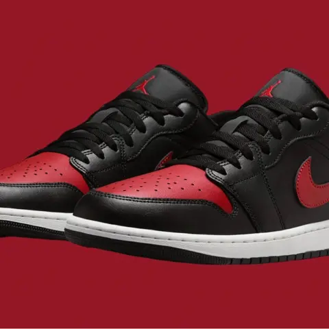 Men's Nike Air Jordan 1 Low Bred Black Red 553558-067 Men's Shoes NEW
