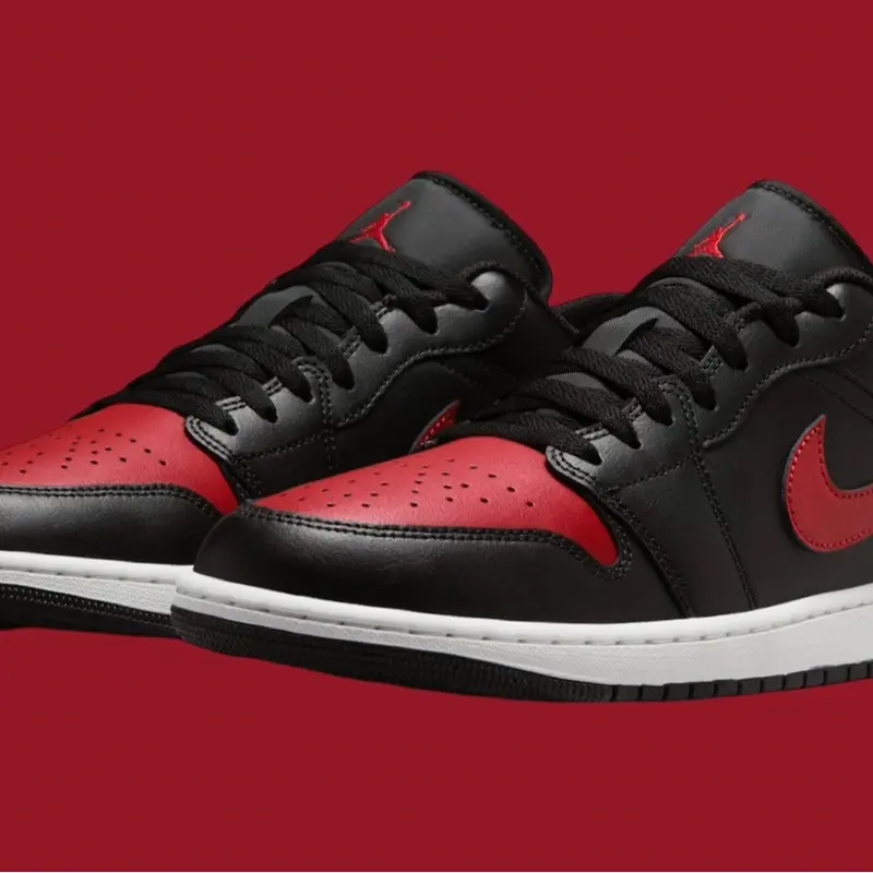Men's Nike Air Jordan 1 Low Bred Black Red 553558-067 Men's Shoes NEW