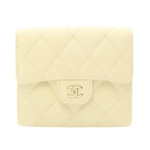 Pre-owned CHANEL Calfskin Small Leather Goods Classic Small Flap Wallet Grained Wallet