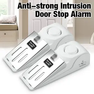 2 Pack Alarm Door Stopper, Portable Apartment Hotel Floor Wedge Door Lock Device for Travelers Home Security, Upgraded Door Jammer, Alarm When Opened