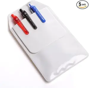 5 PCS White Pocket Protector for Pen Leaks - Heavy Duty Pen Holder Pouch for Shirts/Pants/Lab Coats, Pencil Pocket Holder for School Office Hospital Supplies