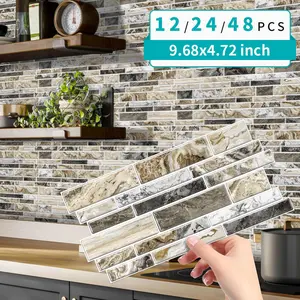 Modern Marble Pattern Self-adhesive Wall Sticker, Waterproof & Oil-proof Wall Decal, DIY Decorative Marble Backsplash Wallpaper for Home Kitchen Bathroom