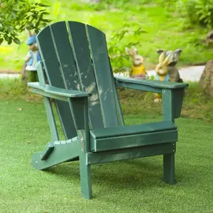 Folding Adirondack Chair, Relaxing Stackable Arm Rest Ergonomic HDPE All-Weather Adirondack Chair -W2103P179347
