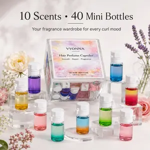 VYONNA Hair Perfume Oil Capsules, 40 Mini Bottles Leave-In Hair Serum for Permed, Curly & Heat-Styled Hair, Argan & Avocado Oil Hair Treatment for Frizz, Dry Ends, Shine, Travel Size Scented Hair Oil