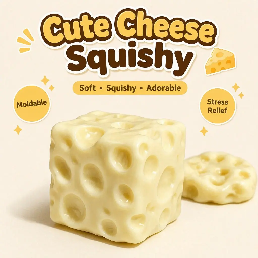 Giant Square Cheese Squishy Block - Squishy Stress Balls, Moldable Anti-Anxiety Sensory Hand Toy for Kids, Ideal for Party Favors & Birthday Gifts