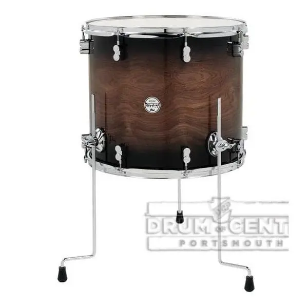 PDP Concept Exotic Component Drums : Walnut Charcoal Burst, Chrome Hardware 16x18 Floor Tom